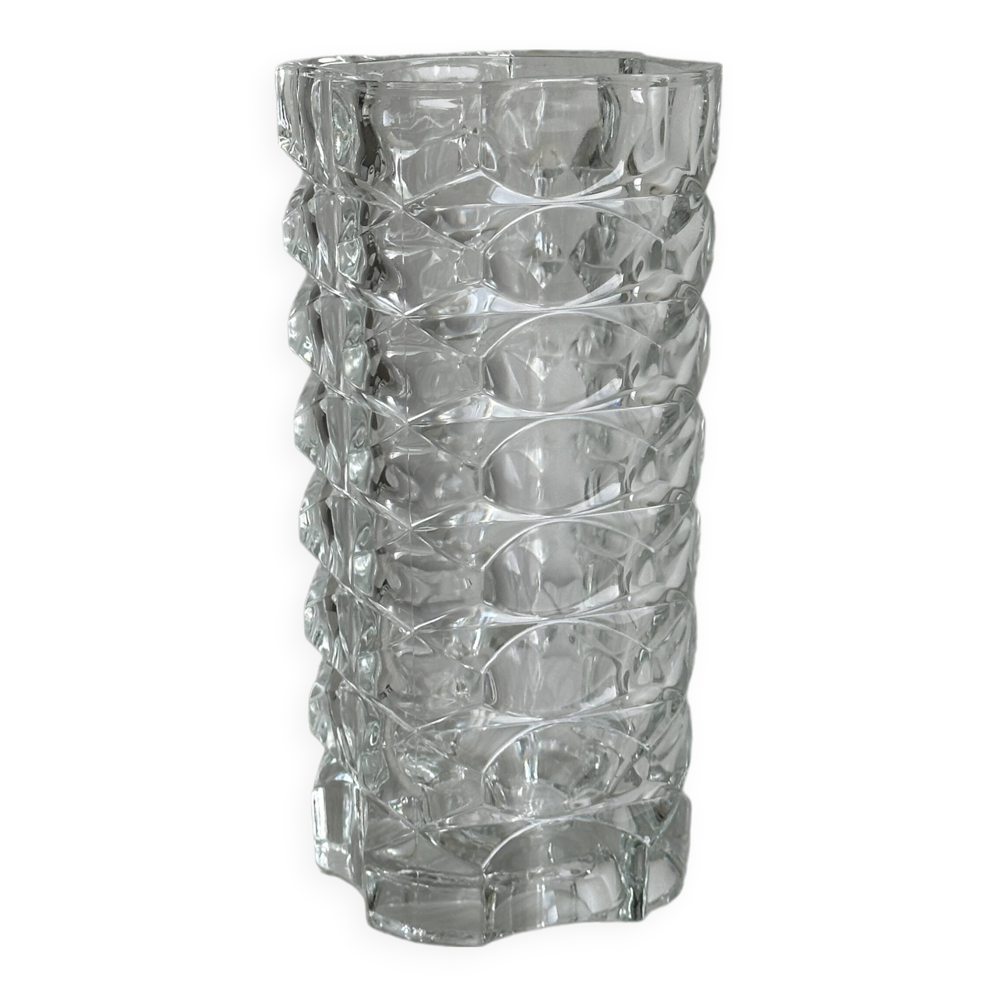 Large clear thick glass vase, heavy vase for large bouquet