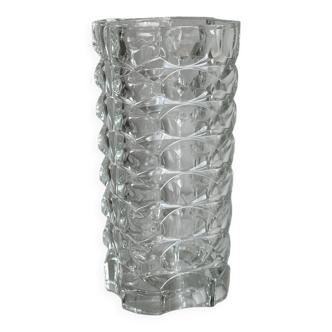 Large clear thick glass vase, heavy vase for large bouquet