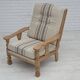 Années 1970, fauteuil danois, laine d'ameublement, bois de chêne massif.