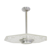 Lustre, Suspension with 1 hexagonal glass lights with geometric and floral motifs. Art Deco