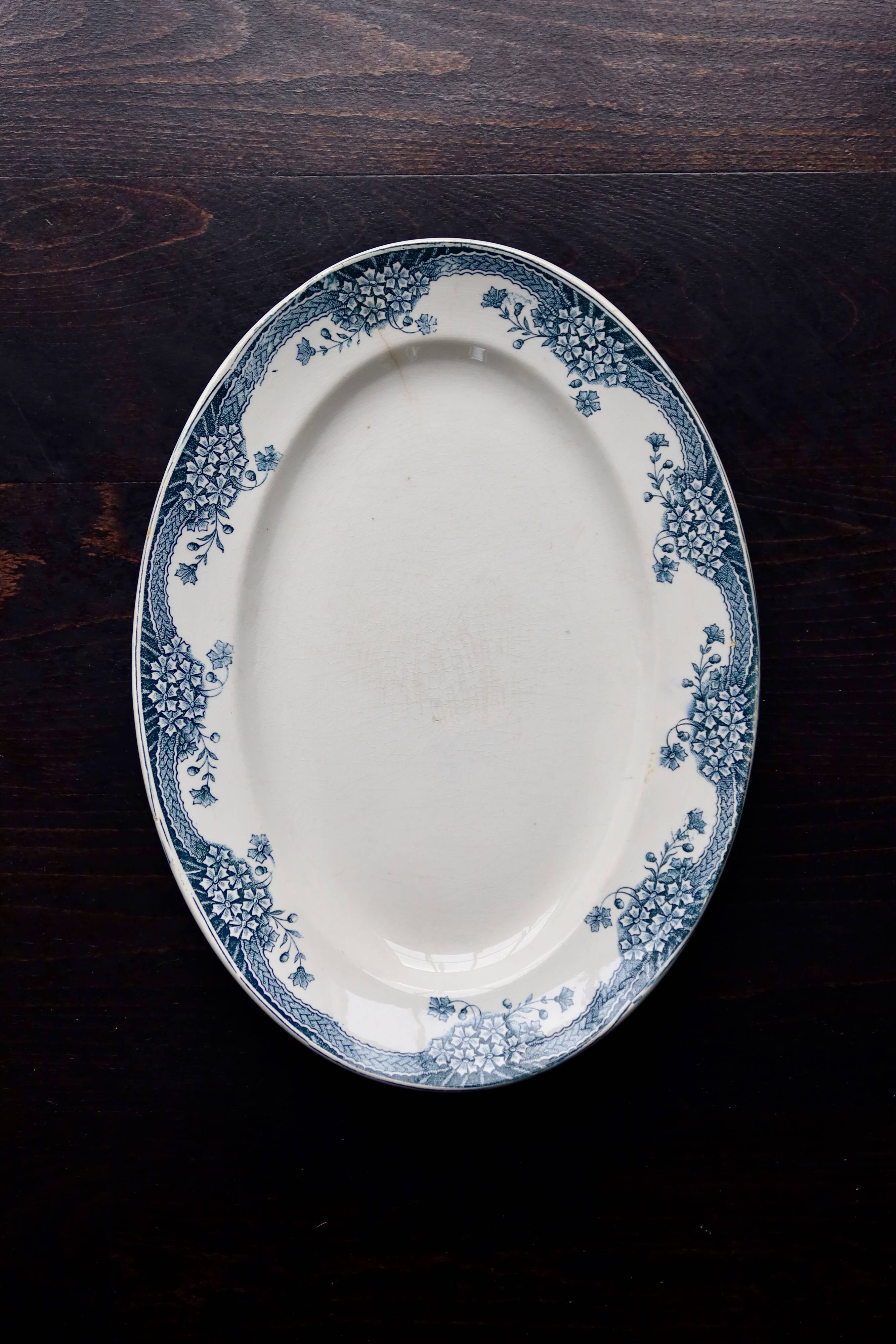 Plat de service ovale vintage faïence Saint Amand Nouvelle Usine Céramique