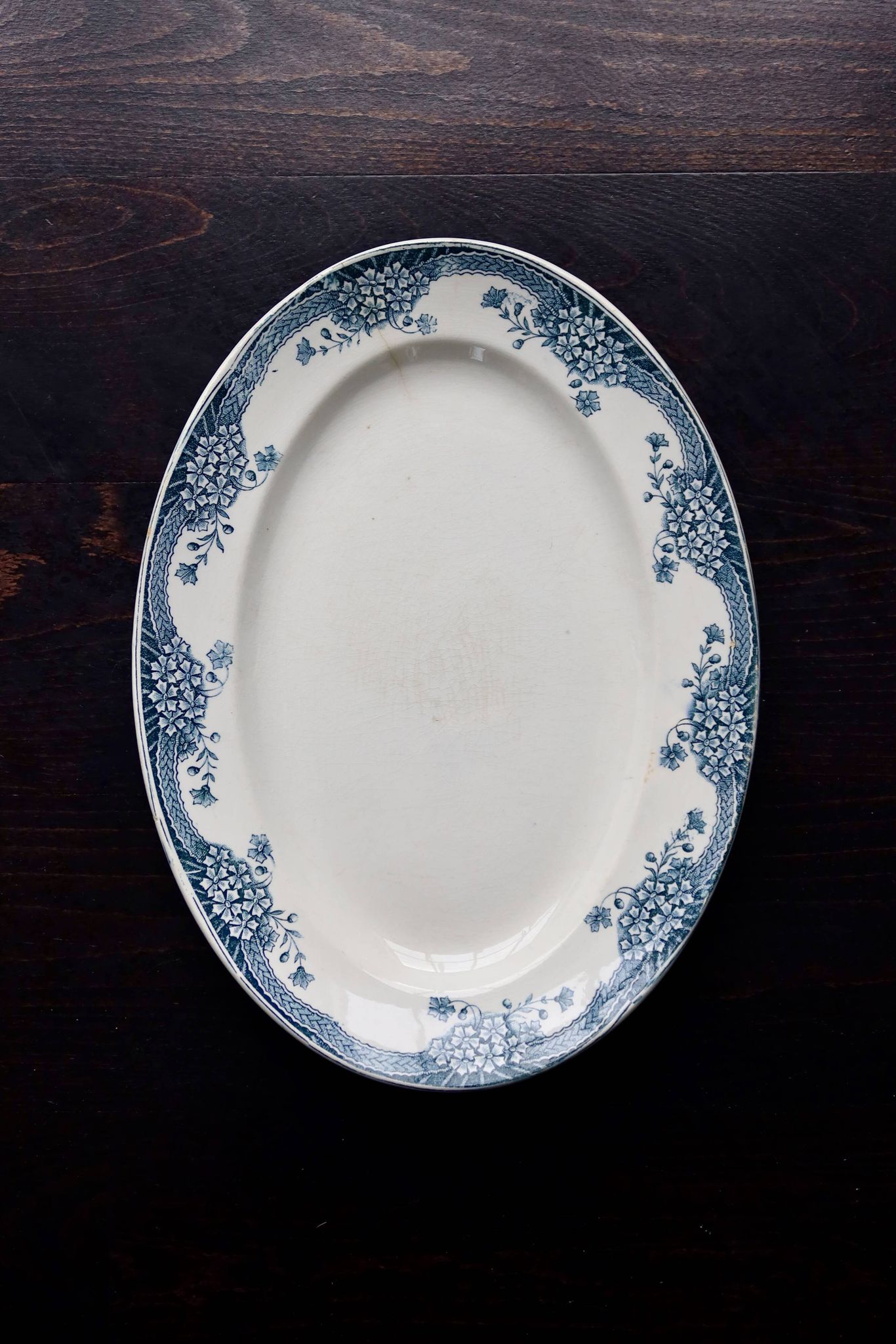 Vintage oval serving platter, Saint Amand earthenware, Nouvelle Usine Céramique