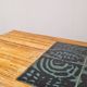 Table basse vintage rotin carreaux 