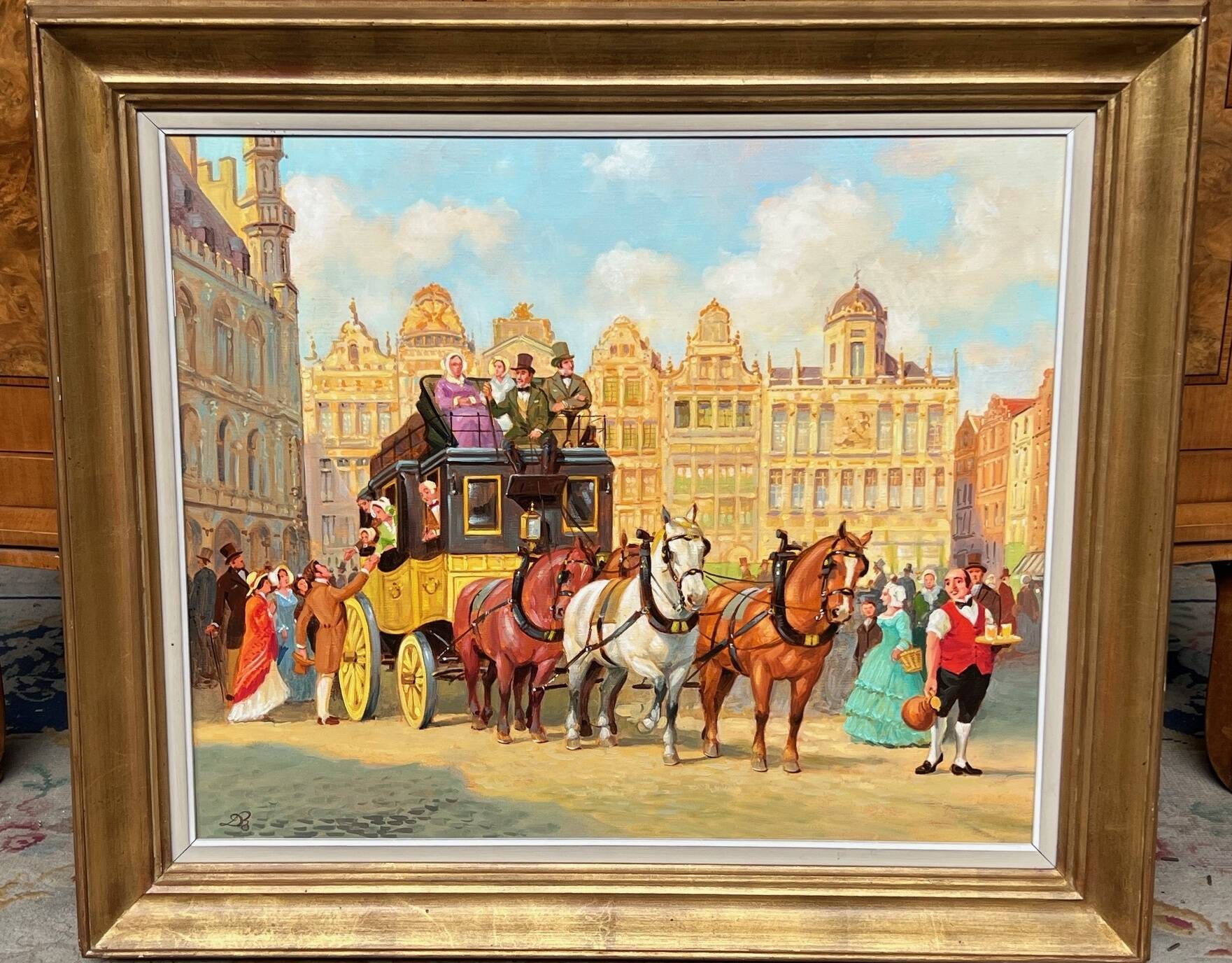 Peinture  "Promenade en ville".