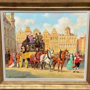 Peinture  "Promenade en ville".