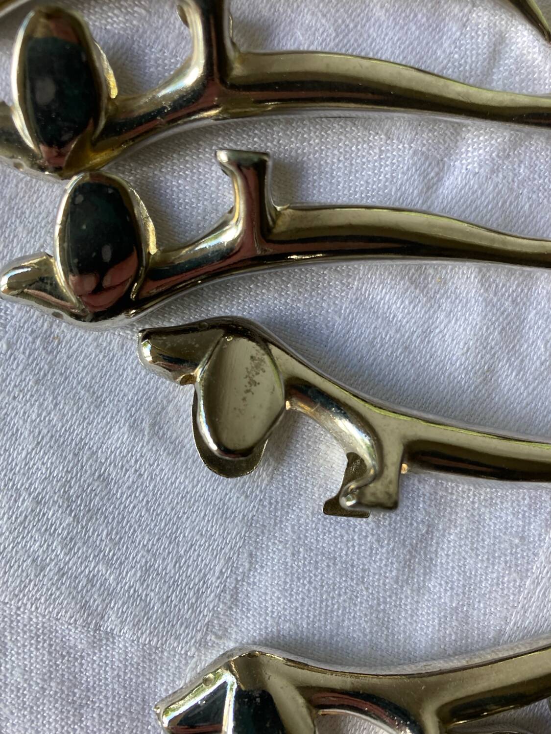 Vintage silver metal dachshund knife holder