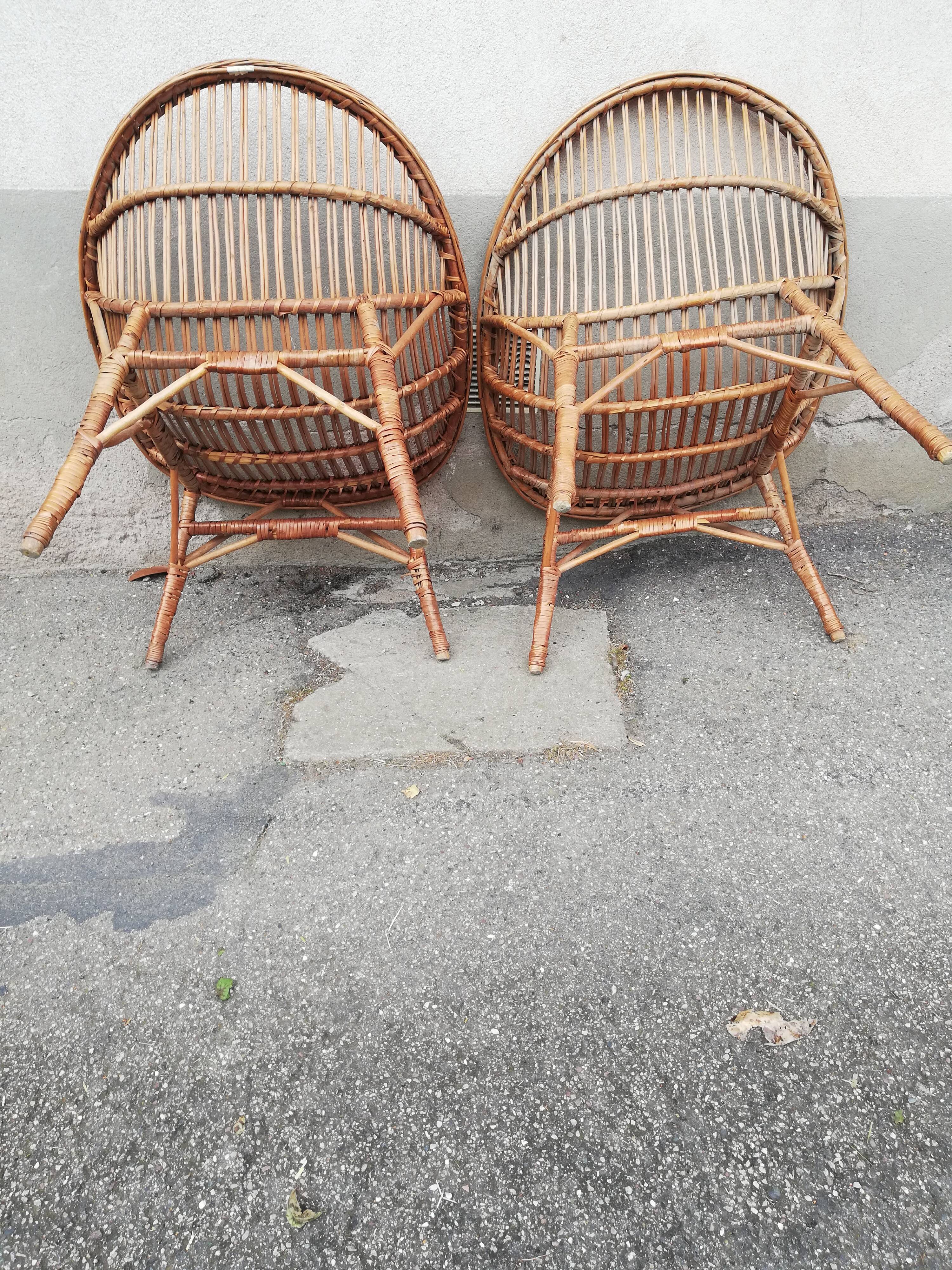 Paire de fauteuils vintage rotin
