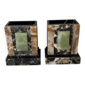 Pair of Art Deco marble and onyx bookends