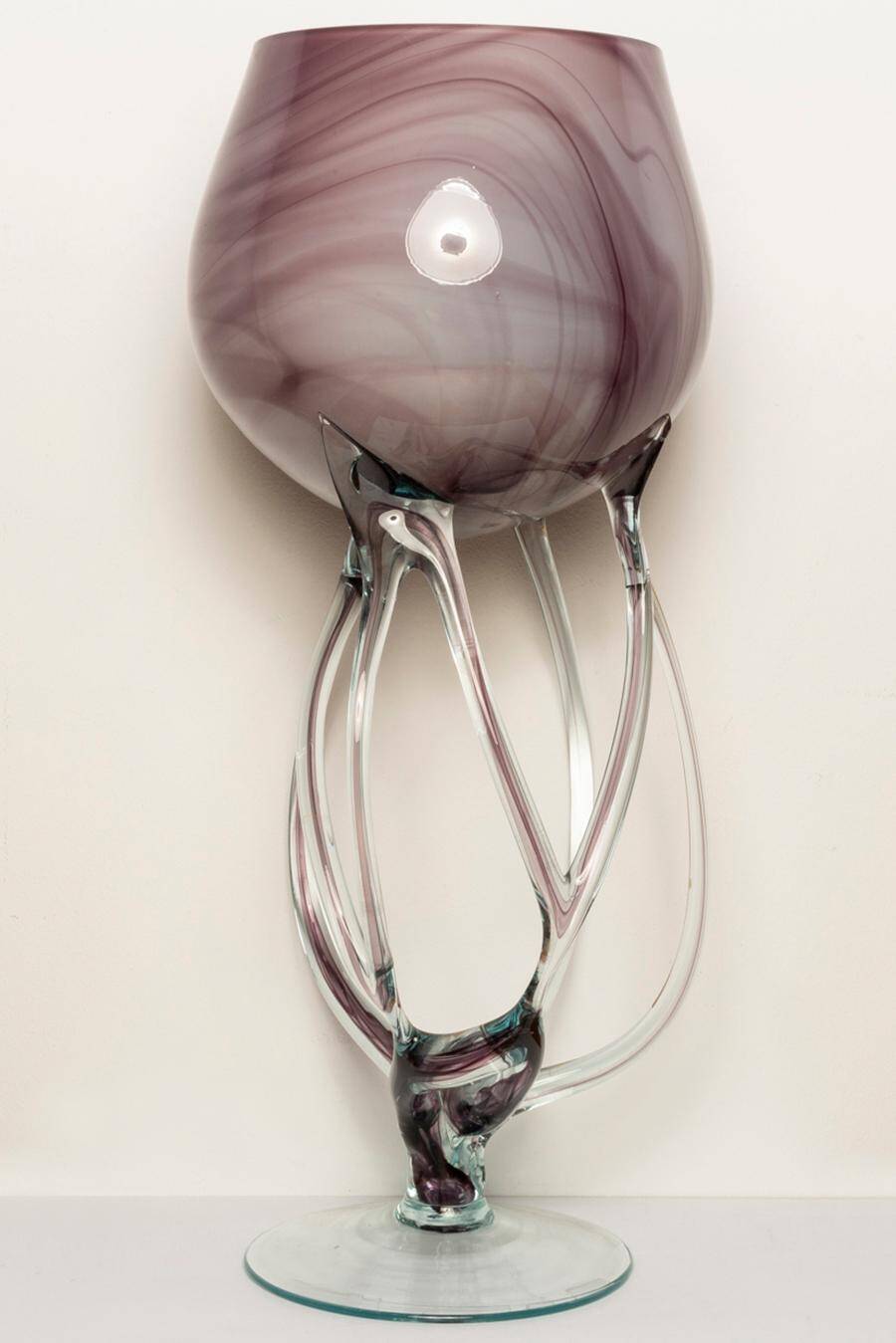 Vintage purple artistic vase mid-century, Poland, 1970.