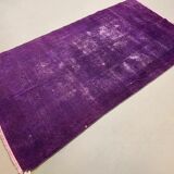 Old tribal Distressed Overdyed Vintage Turkish Wool Rug 214x115 cm Medium