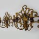 Large pair of Italian wall sconces in gilded wrought iron, 3 lights. 50