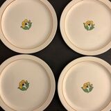 9 assiettes plates Salins Terre de Fer, modèle Christian, 1920