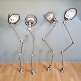 Set of 4 Jieldé industrial lamps in brushed steel, 3 arms