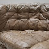 DS 11 modular sofa in brown patchwork leather by De Sede Team for De Sede Swiss