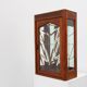 French Art Deco Oak Cabinet with Beveled Leaded Glass, ca. 1920