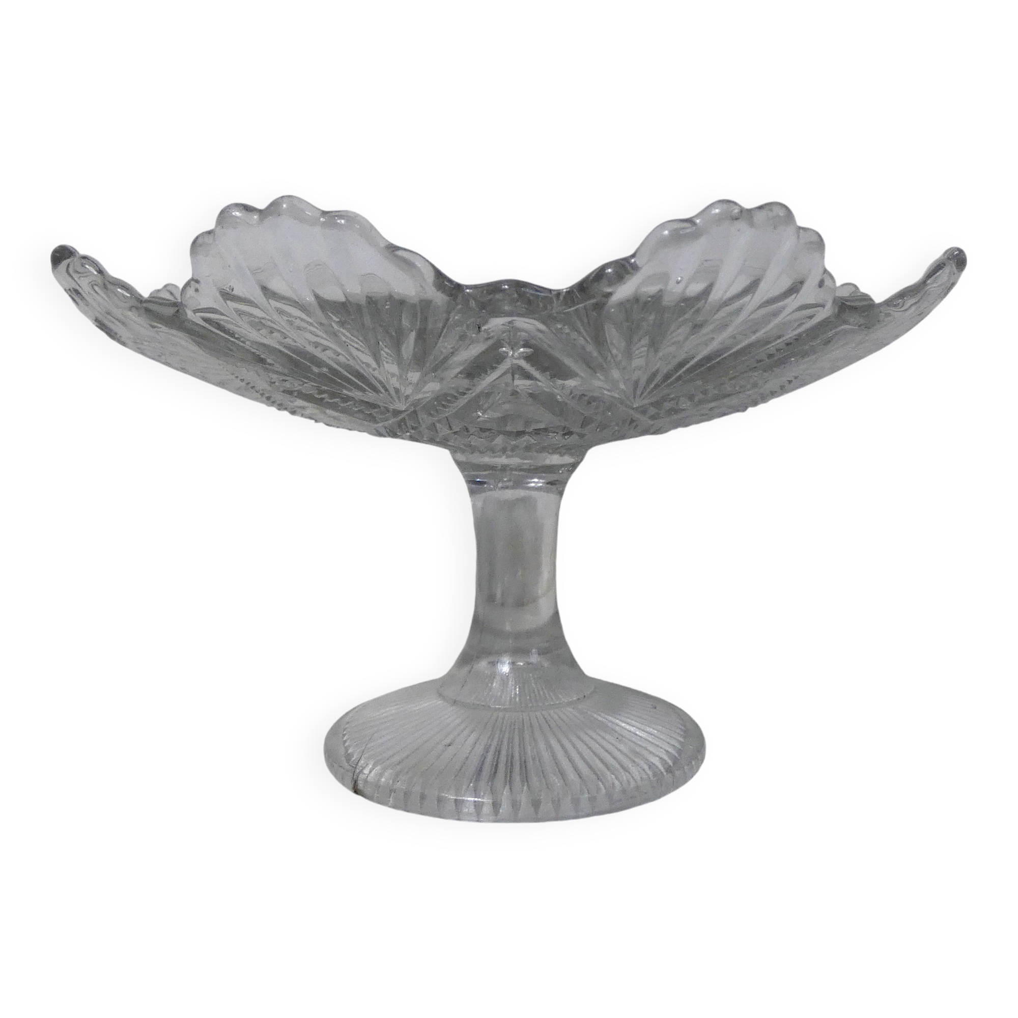footed plate compote dish in molded glass
