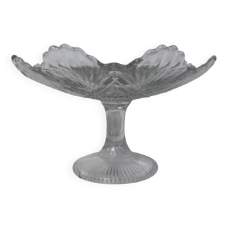 footed plate compote dish in molded glass