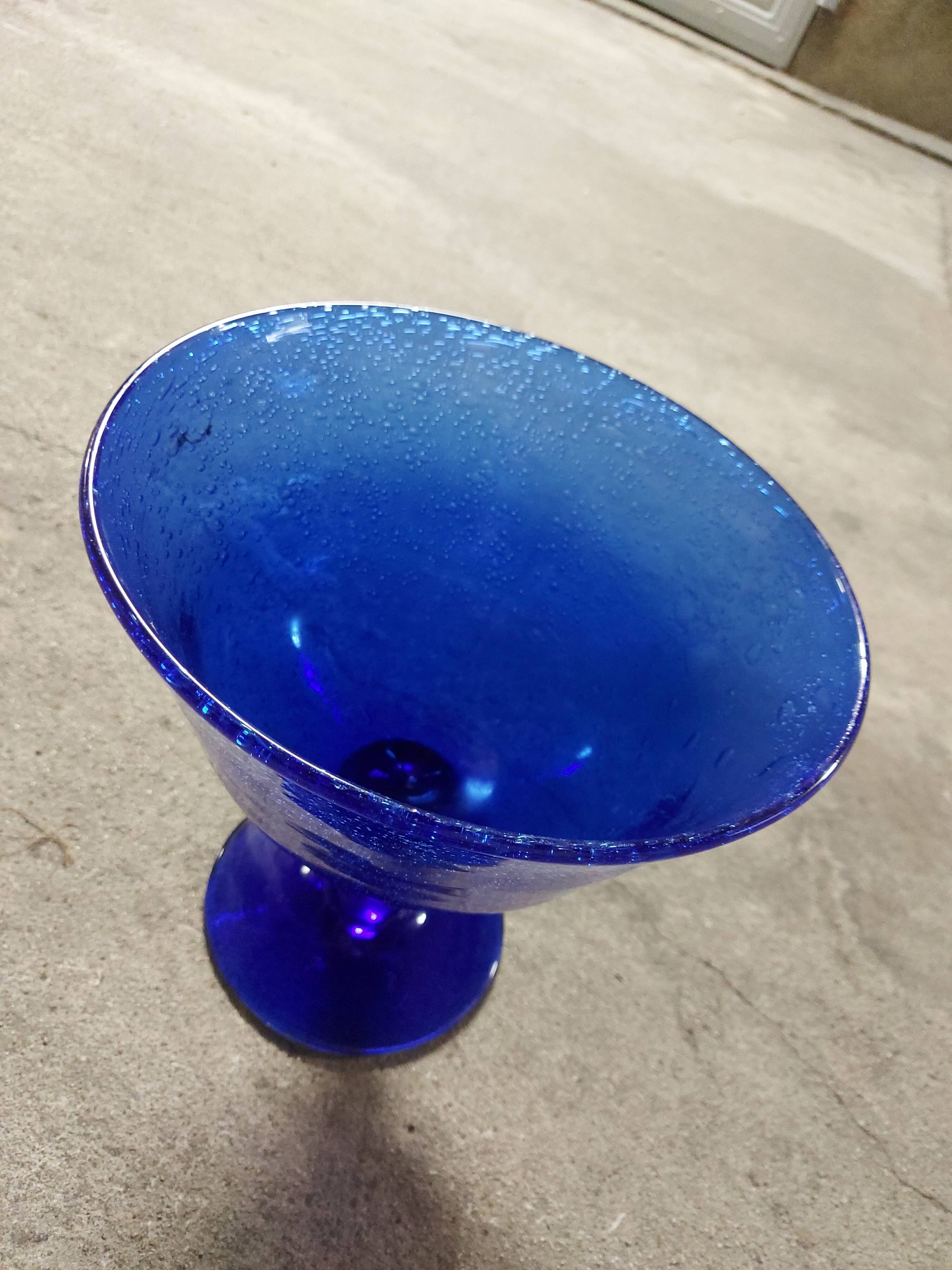 Glass cup of Biot, cobalt blue
