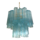 Light blue “tronchi” murano glass chandelier