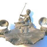 Double ink out 19th in tin signed J. GARNIER: The Cherub fisherman