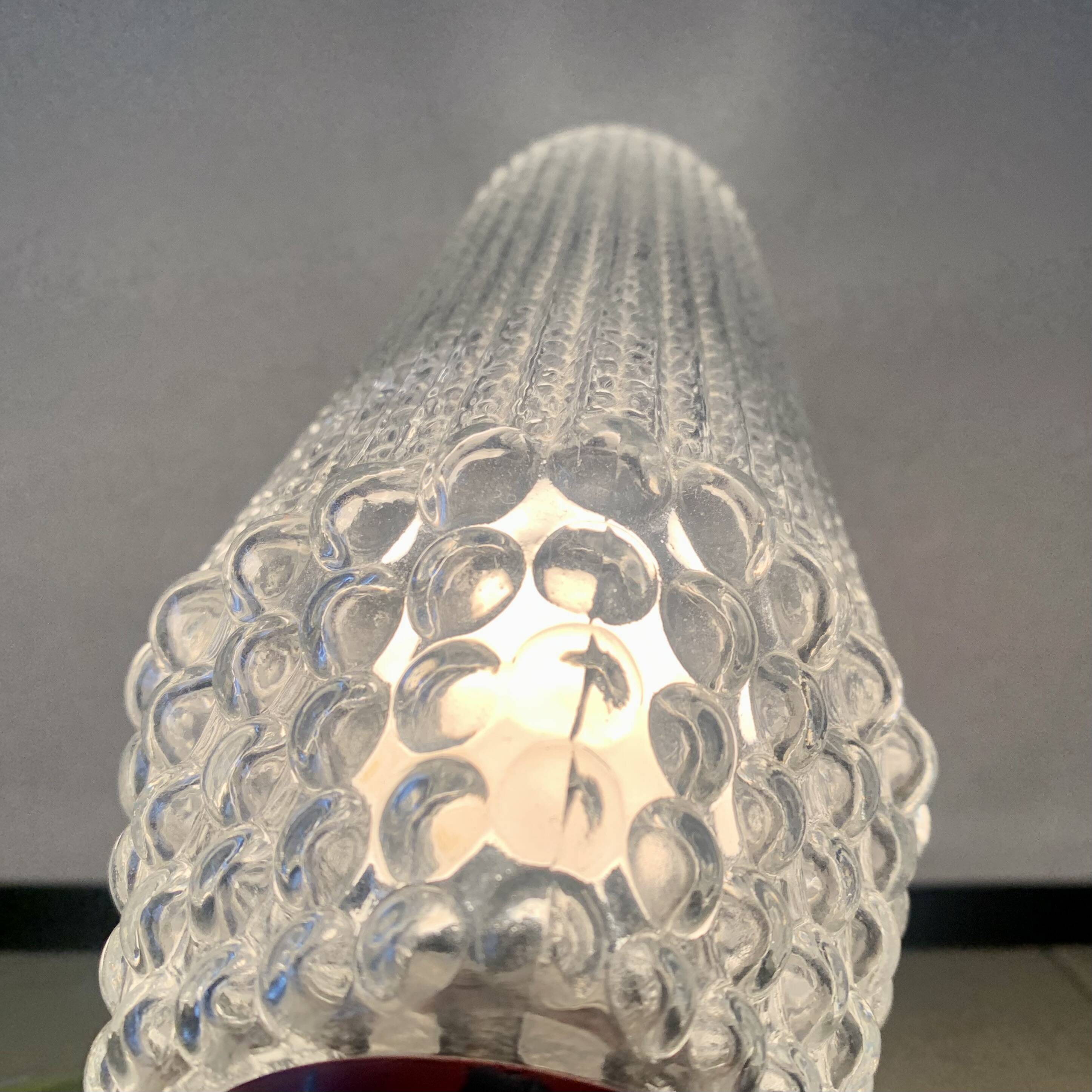 Small vintage bedside lamp in molded glass - 1950s