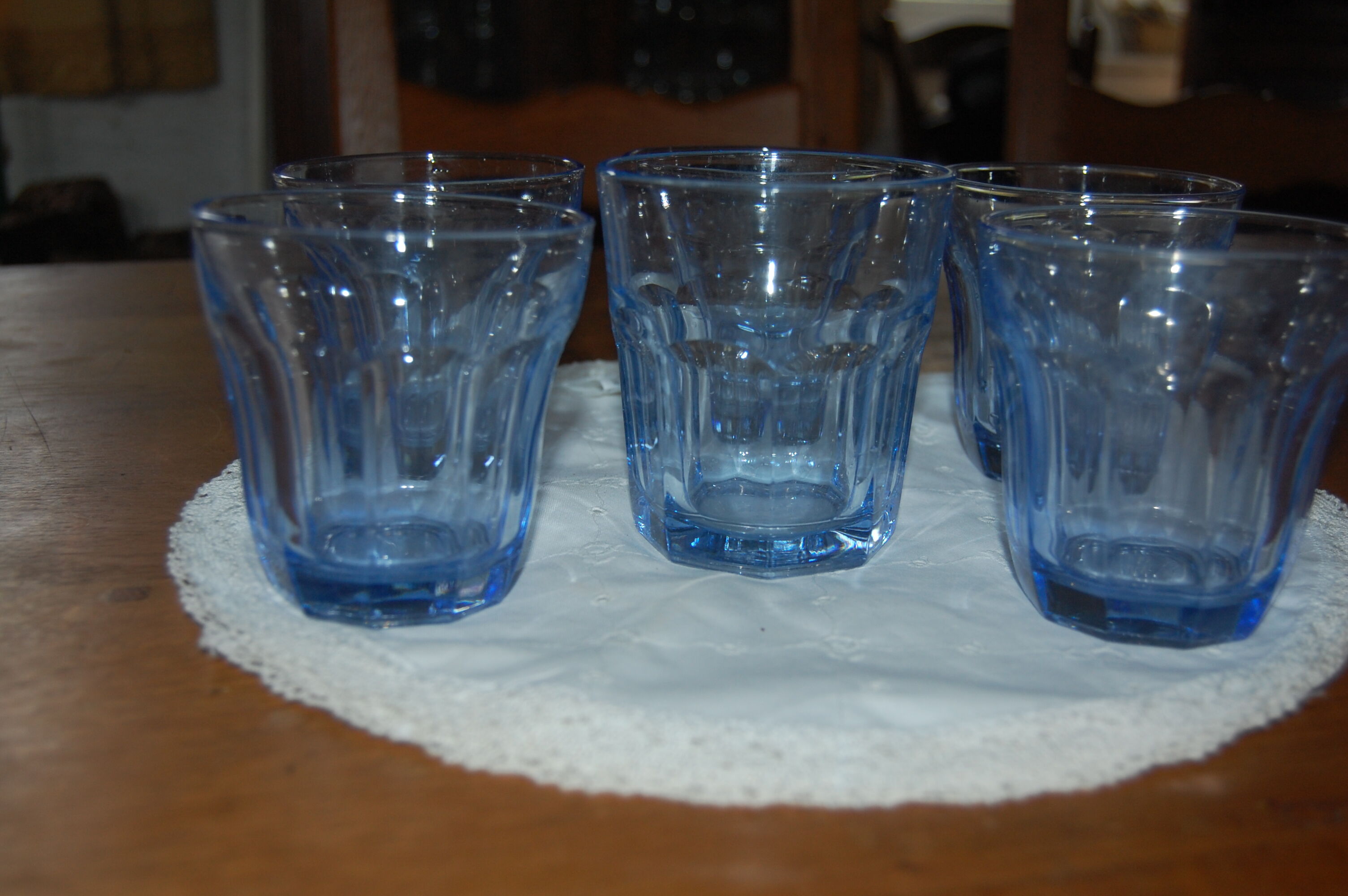Set of 6 vintage blue glasses