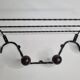 Vintage wrought iron wall coat rack with 4 hooks, 55 cm