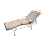 Chaise longue d’infirmerie originale en acier, France années 1930