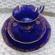 Superb Coffee/Tea Trio in Cobalt Blue & Gold Porcelain - Chodzież Poland