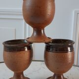 Trio of cups / mazagrans in artisanal pottery sandstone signed 70s
