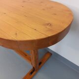 Oval table / vintage pine console from the 60s 70s
