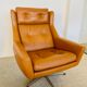 Vintage Danish mid-century cognac leather Werner Langenfeld lounge chair, 1960s