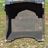 2 oriental stools/poufs in wood/metal/leather