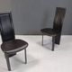 Vintage black leather high back dining chairs, set of 6, 1980s