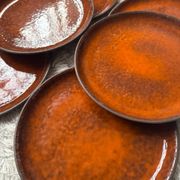 Assiettes céramique émaux orange années 70