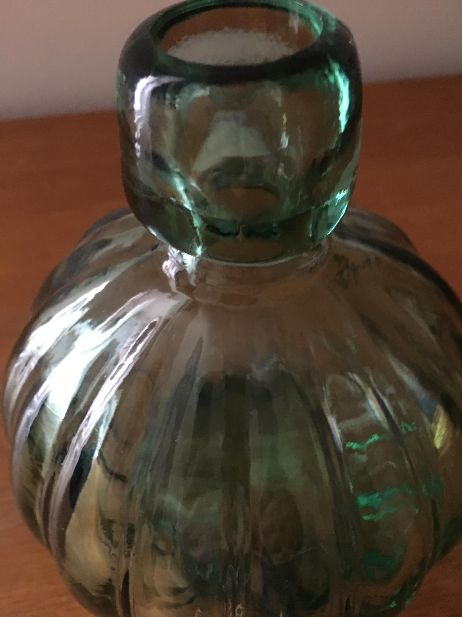 Smoked green transparent glass vase