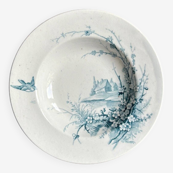 Dinette Gien - Iron earthenware soup plate, "Landscapes" service - "House" motif