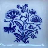 Square blue and white Czech porcelain salad bowl