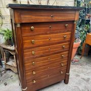 Empire chest of drawers in mahogany and black marble, 19th century