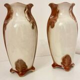 Vintage barbotine vase pair