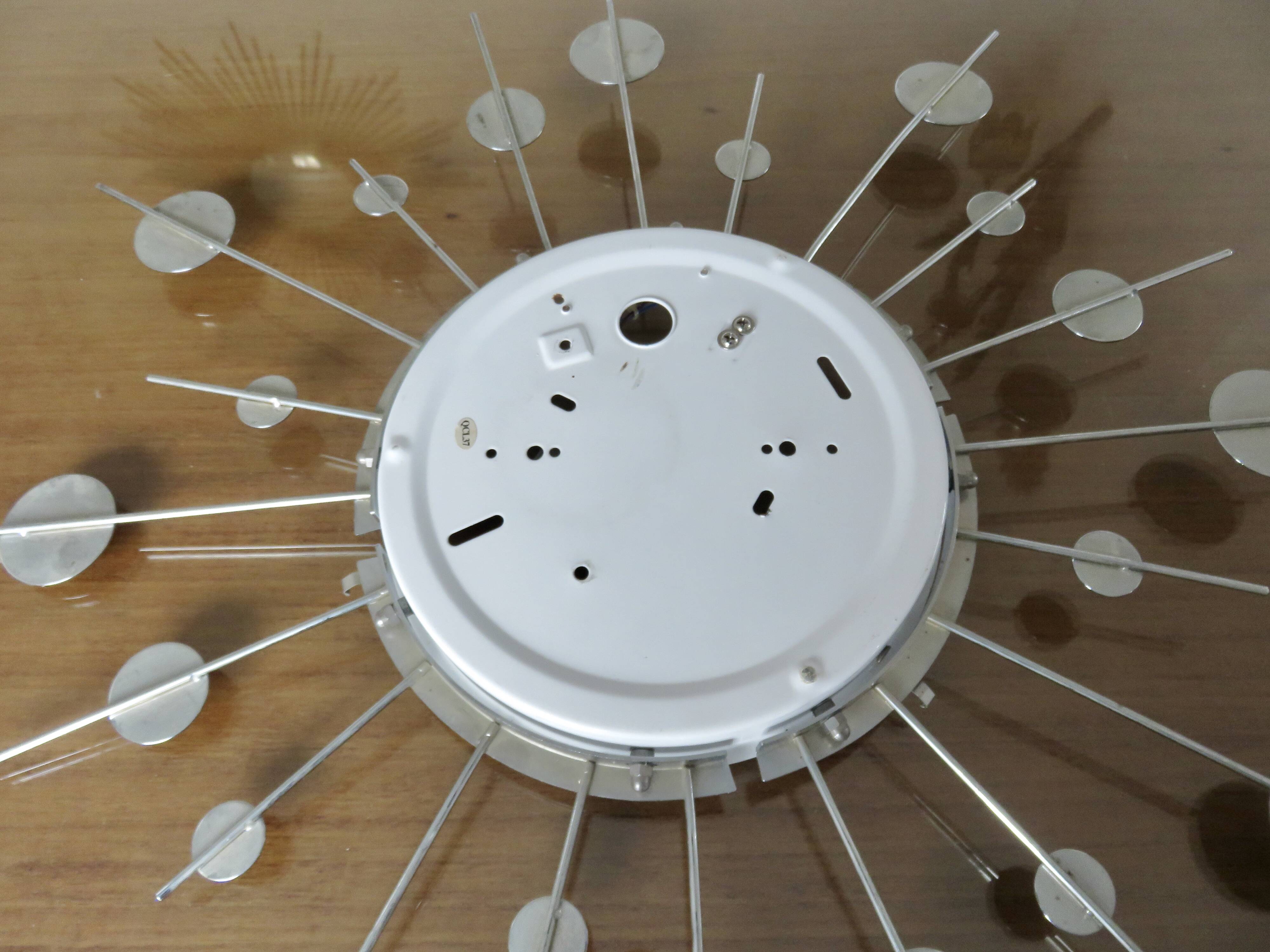 "Sun" wall lamp in chrome metal and frosted glass 80s 90s