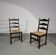 Set of 2 oak, rustic, farmhouse, ladderback dining chairs with rush seats