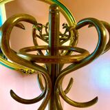 Coat rack on curved wooden stand, Baumann or Thonet style parrot
