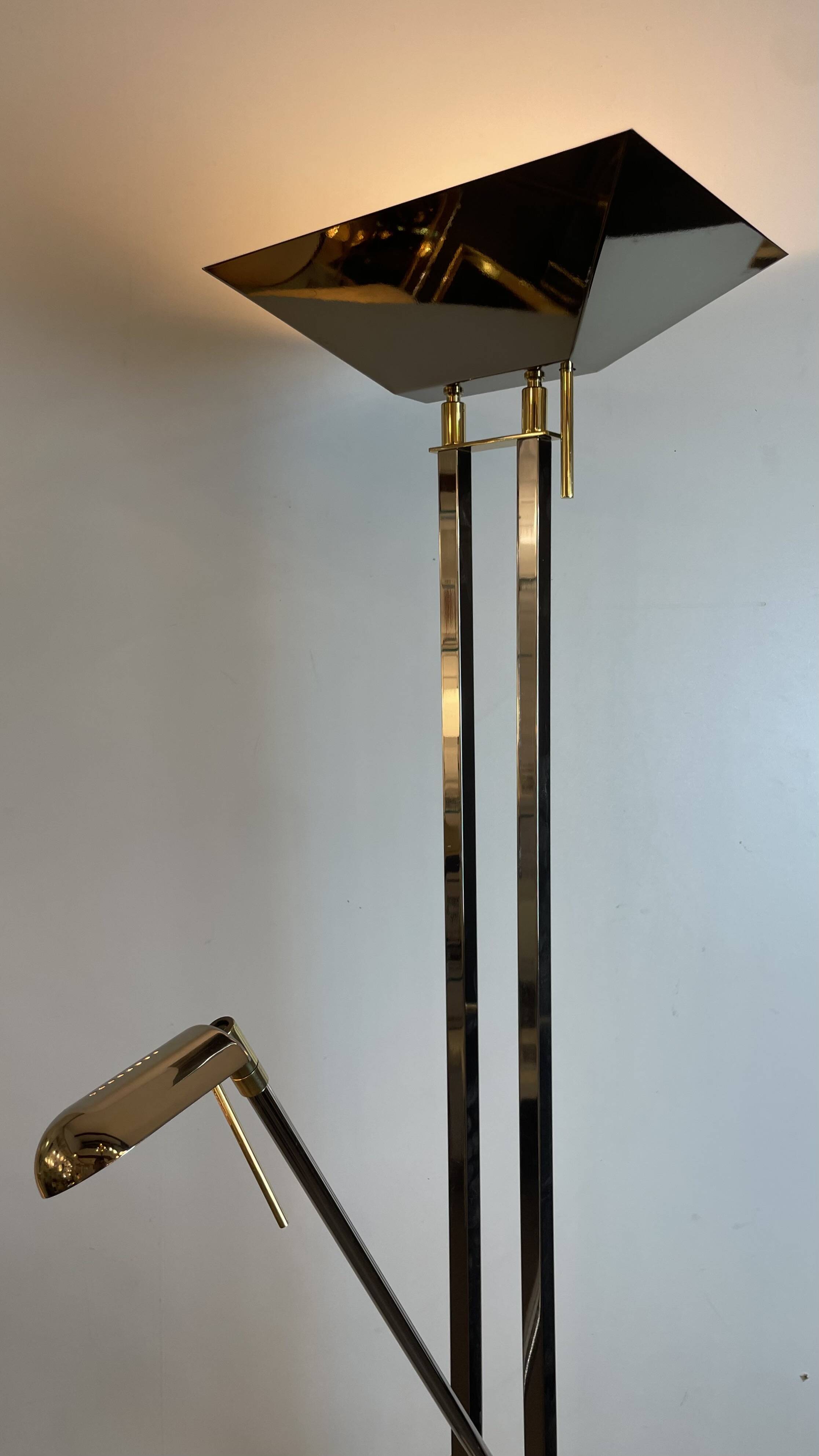 Chrome and brass floor lamp by Deknudt Belgium, 1980s