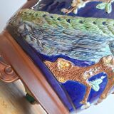 Large antique majolica cache pot, planter by Joseph Holdcroft.