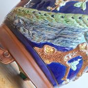 Large antique majolica cache pot, planter by Joseph Holdcroft.