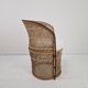 Boho Chic Rattan Barrel Chair with Custom Outdoor Cushion 1970's