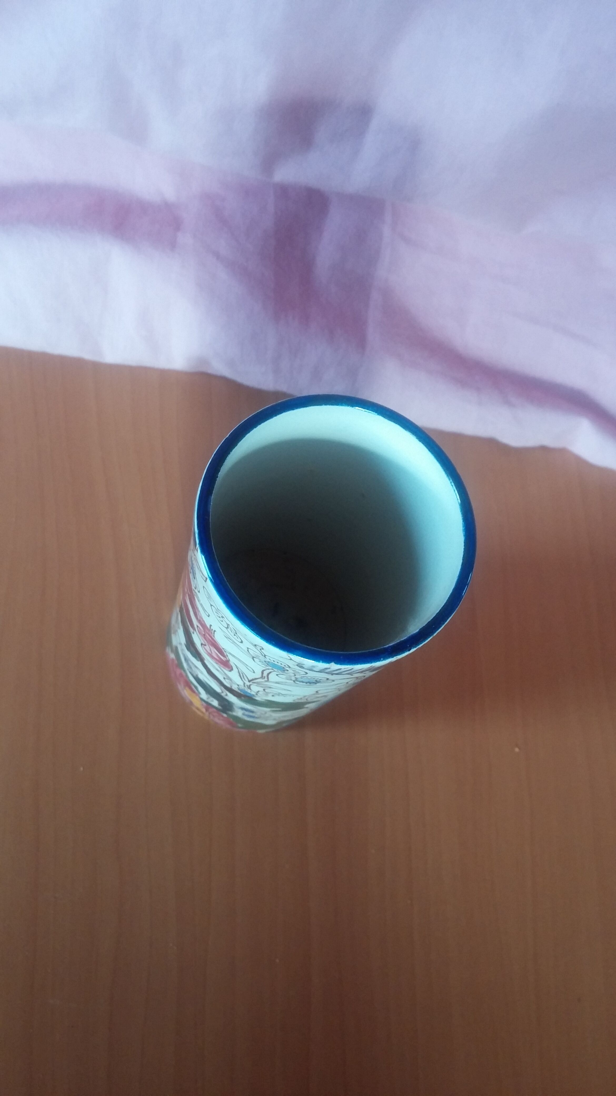 Vase soliflore in earthenware of Gien decoration Mauves 1940