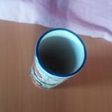 Vase soliflore in earthenware of Gien decoration Mauves 1940