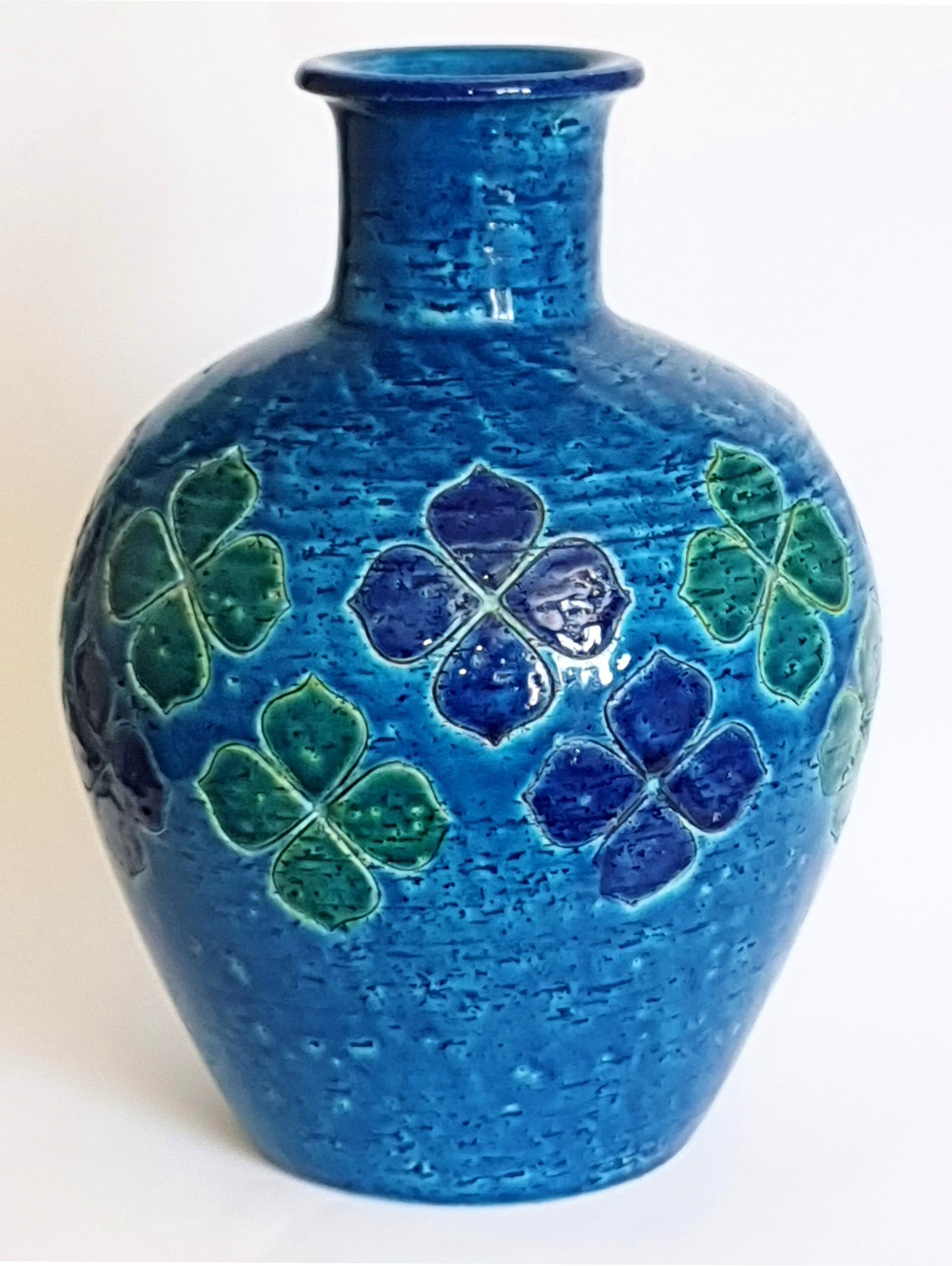 Blue vase 60s Aldo Londi Italy
